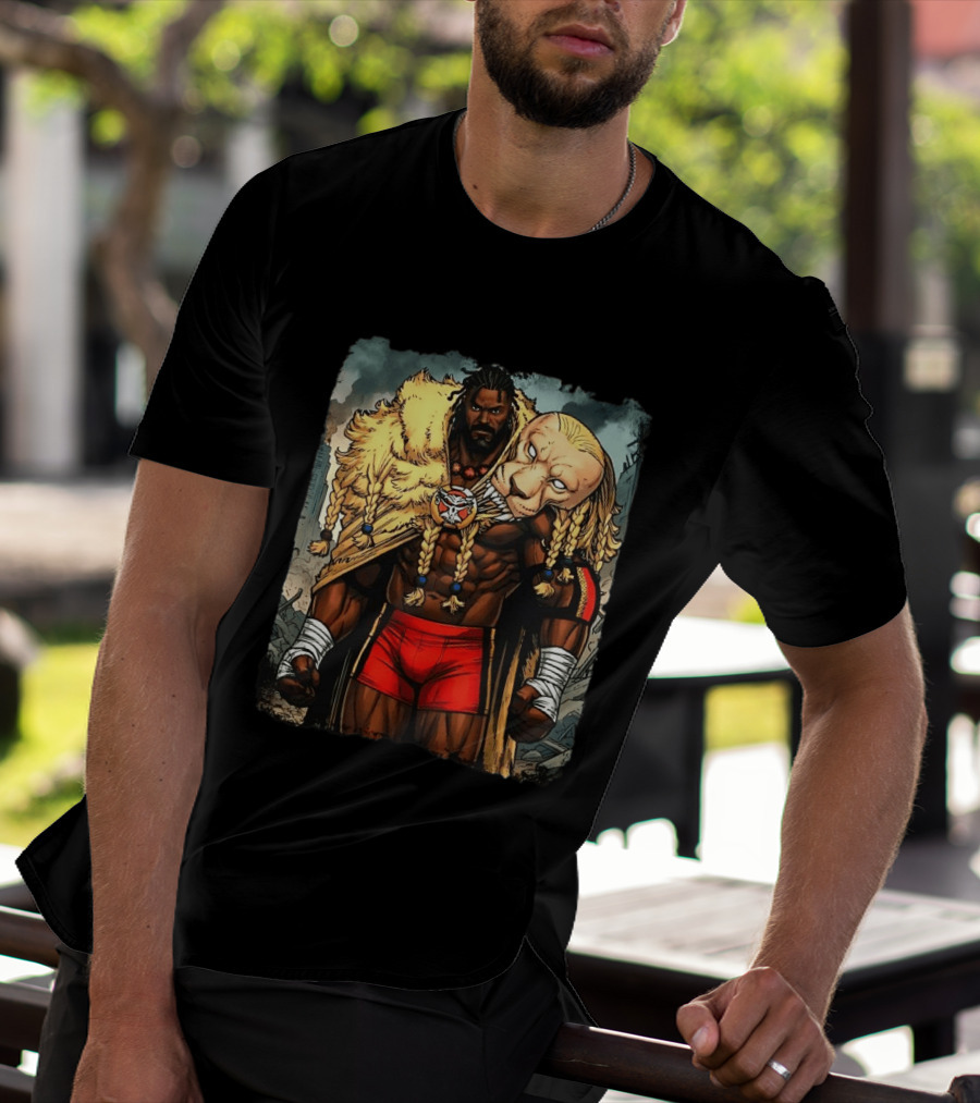 Oba Femi Lion's Strength WWE Red Shorts Fierce Warrior Costume T-Shirt