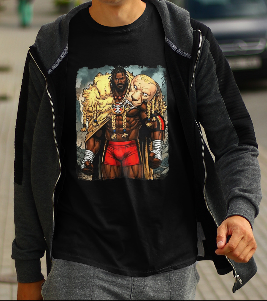 Oba Femi Lion's Strength WWE Red Shorts Fierce Warrior Costume T-Shirt