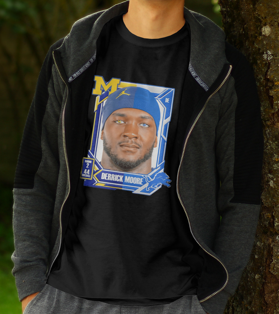 Derrick Moore Detroit Lions Round 2 Pick 44 Michigan 2026 Draft T-Shirt