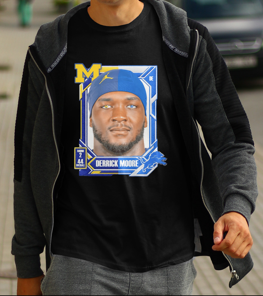 Derrick Moore Detroit Lions Round 2 Pick 44 Michigan 2026 Draft T-Shirt