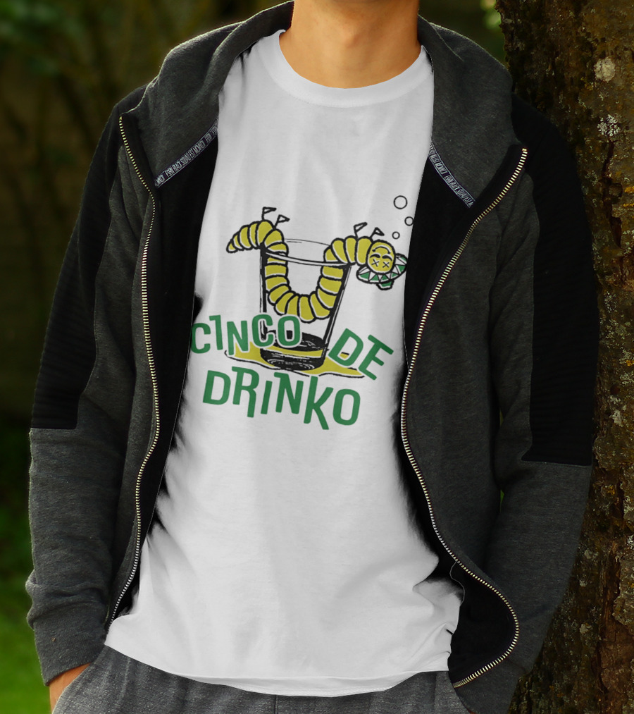Cinco De Drinko Tequila Worm Drink Glass Bubbles T-Shirt