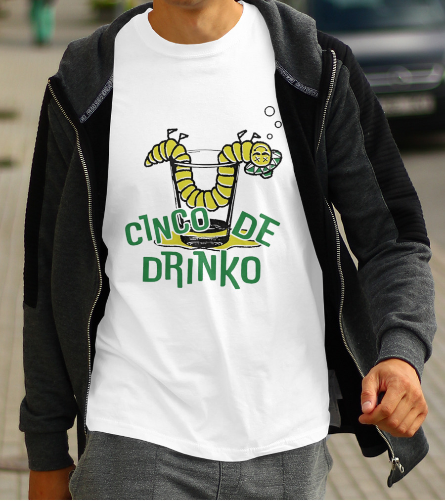 Cinco De Drinko Tequila Worm Drink Glass Bubbles T-Shirt