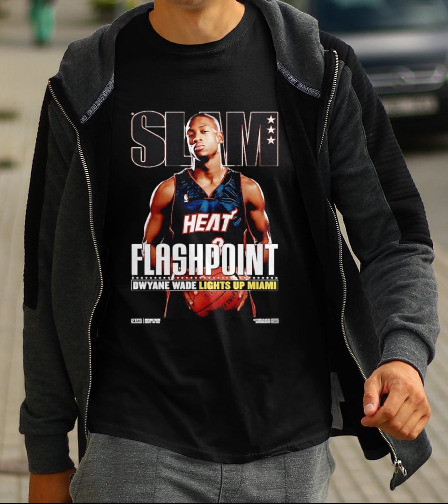 Slam Dwyane Wade Flashpoint Lights Up Miami Heat NBA T-Shirt