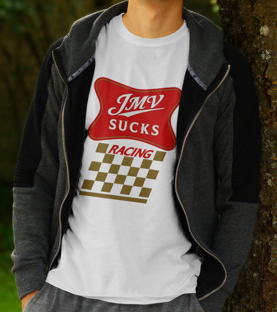 JMV Sucks Racing Checkered Flag Red And White T-Shirt