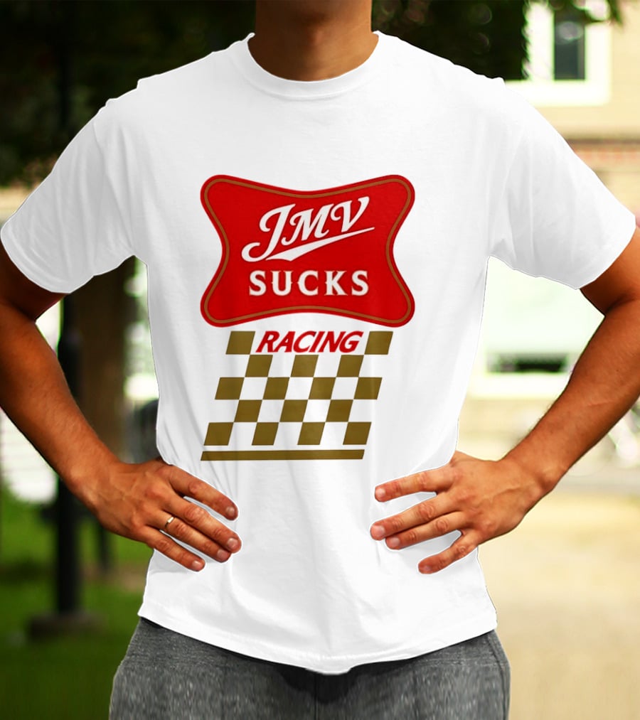 JMV Sucks Racing Checkered Flag Red And White T-Shirt