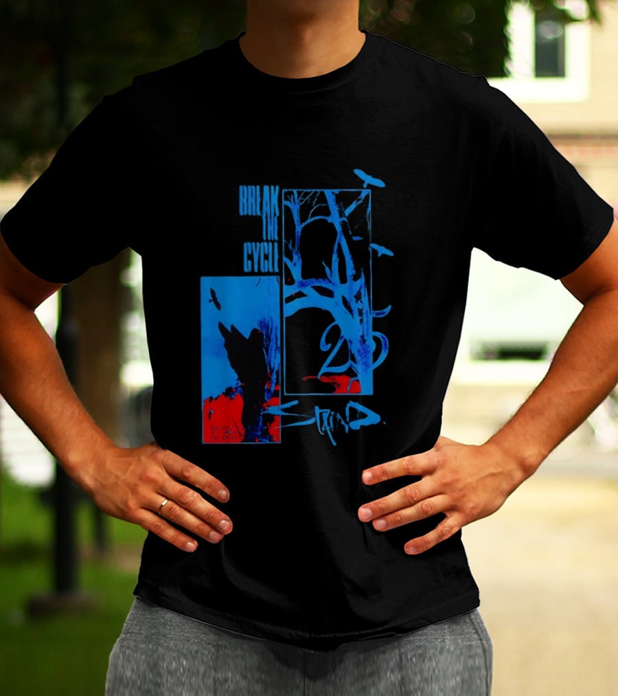 Staind Break The Cycle 25 Anniversary Peaceful Day Vibrant Blue Nature Scene T-Shirt