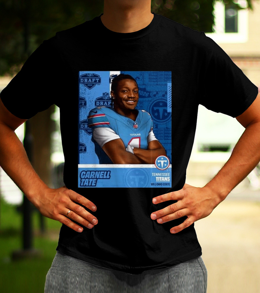Carnell Tate Tennessee Titans 2026 NFL Draft Pick Round 1 Pick 4 WR Ohio State T-Shirt