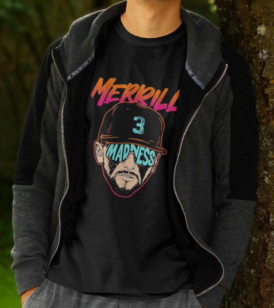 Merrill Madness San Diego Padres Jackson Merrill City Edition 3 Baseball T-Shirt