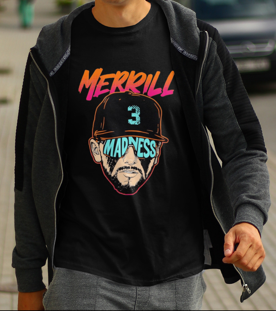 Merrill Madness San Diego Padres Jackson Merrill City Edition 3 Baseball T-Shirt