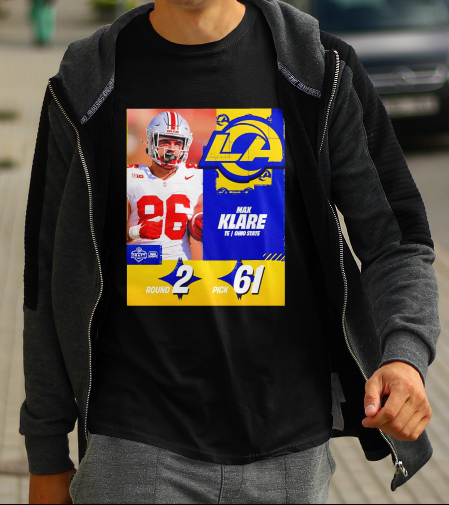 Max Klare Los Angeles Rams Round 2 Pick 61 Ohio State Draft 2026 T-Shirt
