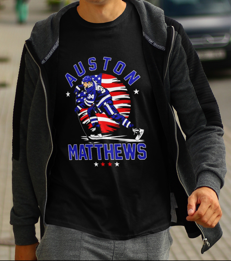 Auston Matthews USA Hockey Number 34 Stars And Stripes Energy T-Shirt