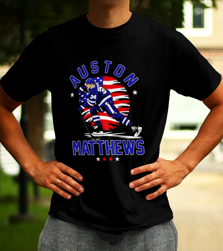 Auston Matthews USA Hockey Number 34 Stars And Stripes Energy T-Shirt
