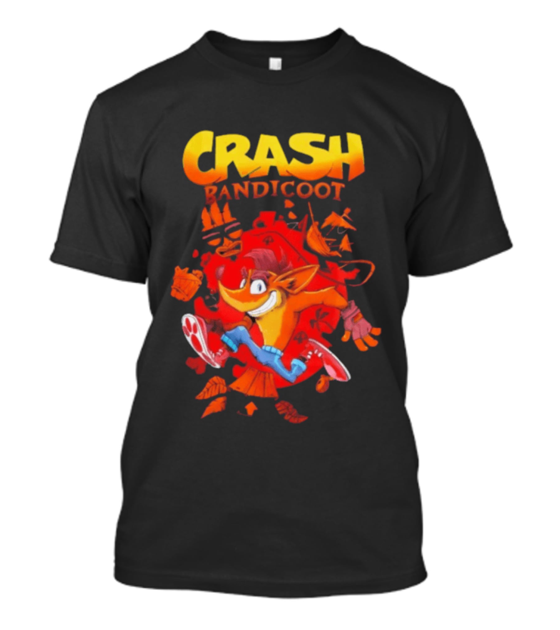 Crash Bandicoot Cartoon Classic Character Action Adventure T-Shirt