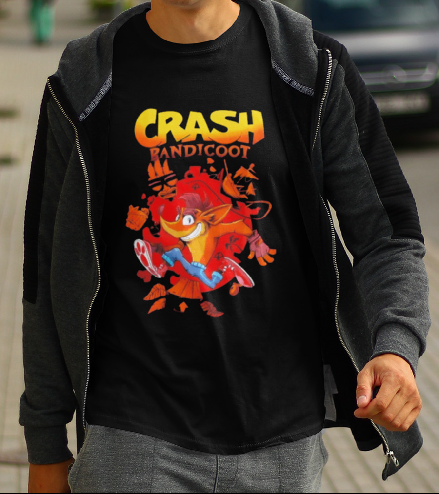 Crash Bandicoot Cartoon Classic Character Action Adventure T-Shirt