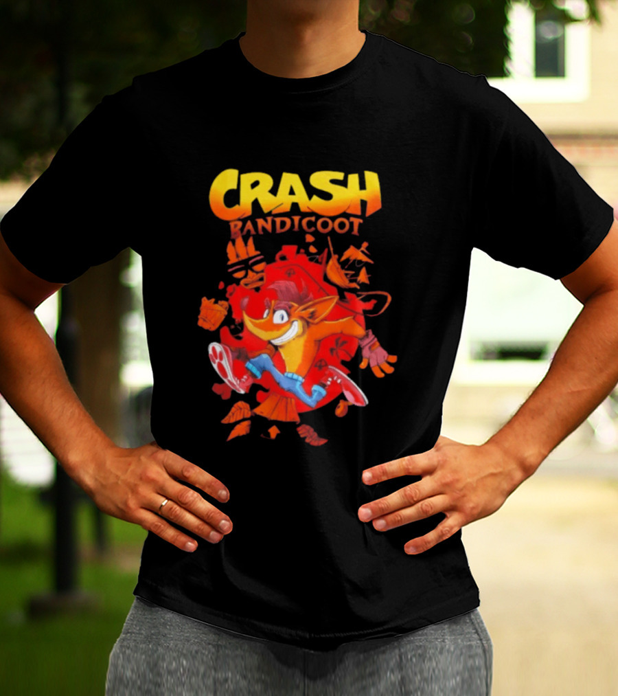 Crash Bandicoot Cartoon Classic Character Action Adventure T-Shirt