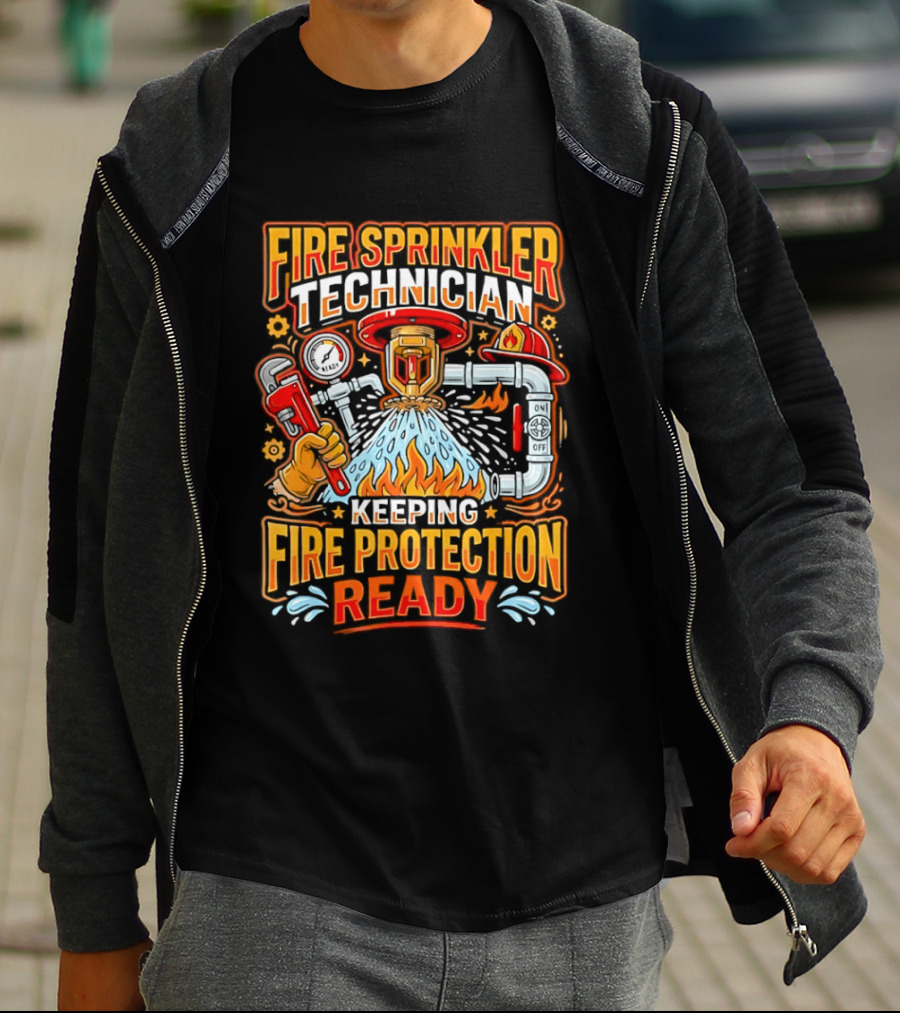 Fire Sprinkler Technician Keeping Fire Protection Ready T-Shirt