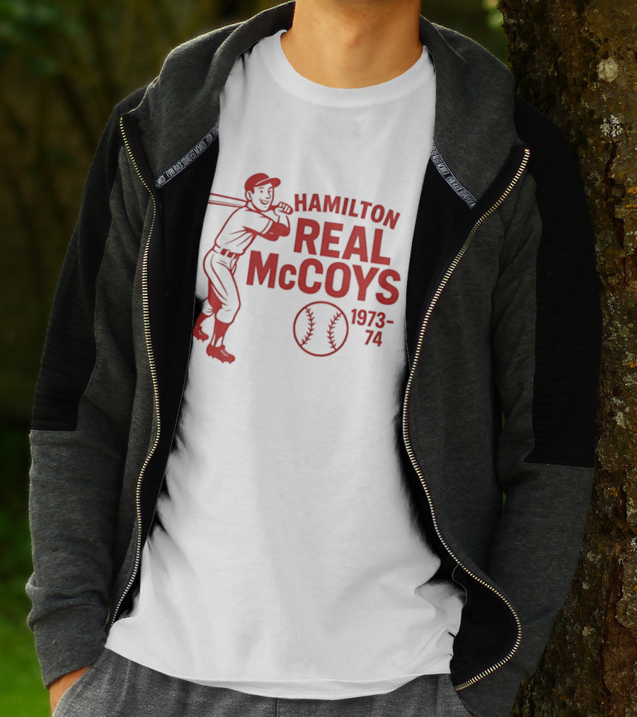 Hamilton Real McCoys Baseball 1973 1974 Retro Player T-Shirt