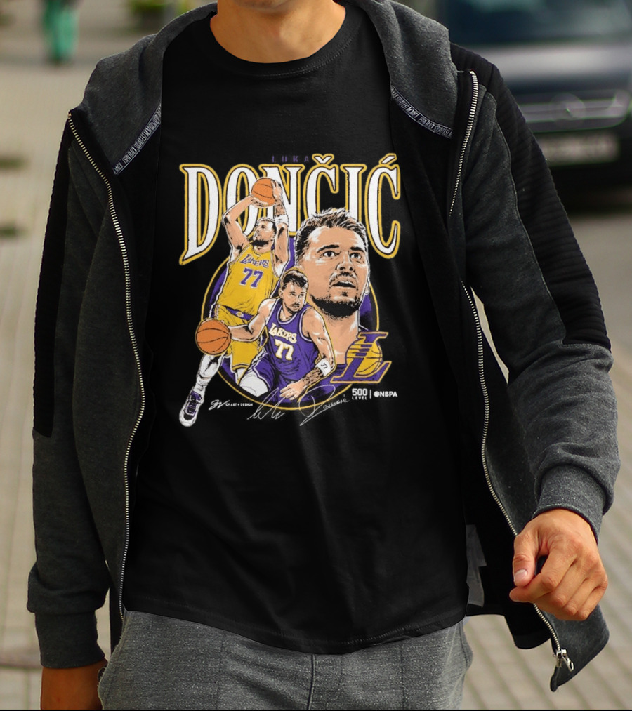 Doncic Lakers 77 Trio Basketball T-Shirt