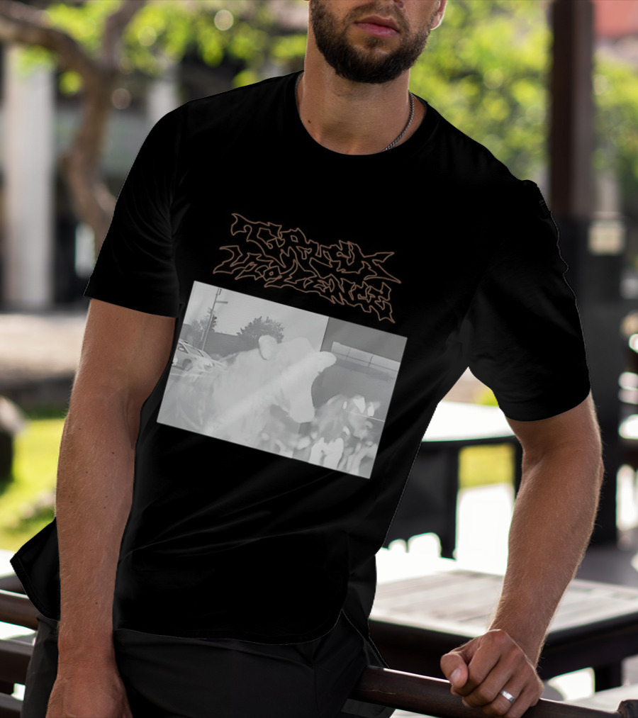 Truck Stop Violence Cow Photo Retro Style Casual Wear T-Shirt