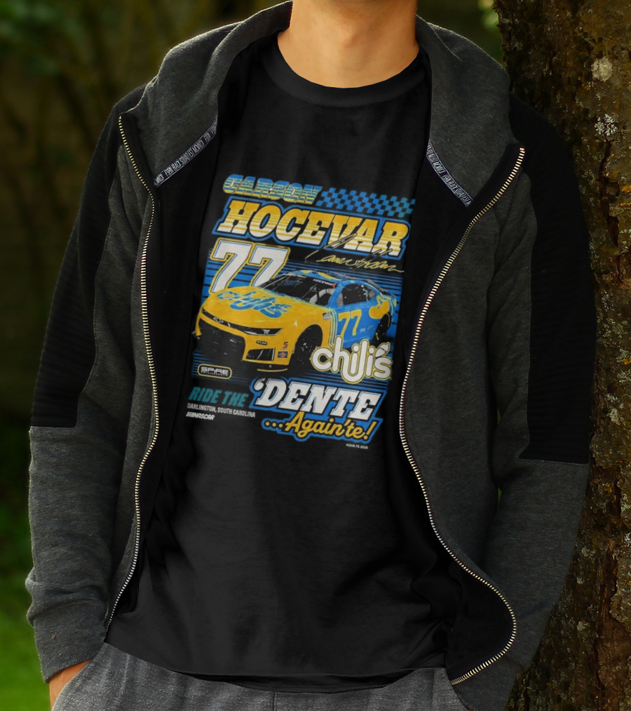 Carson Hocevar 77 Chili's Spire Motorsports Dente Again'te Darlington T-Shirt