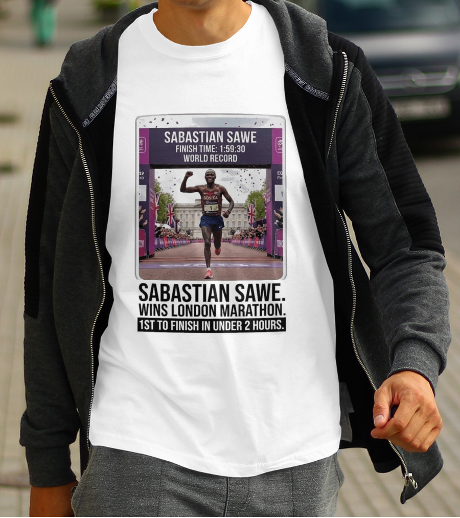 Sabastian Sawe Finish Time 1:59:30 World Record London Marathon T-Shirt