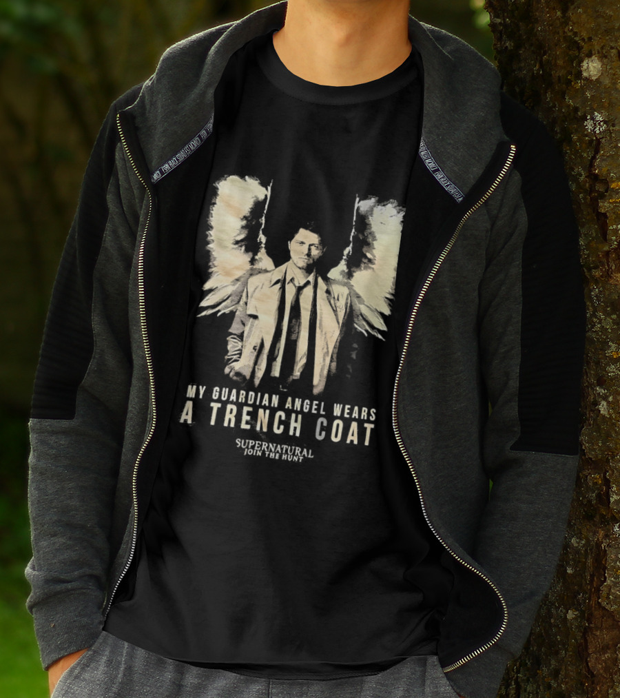 Castiel Guardian Angel Wears Trench Coat Supernatural Join The Hunt T-Shirt