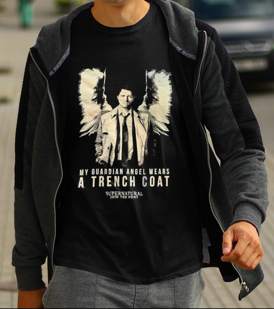 Castiel Guardian Angel Wears Trench Coat Supernatural Join The Hunt T-Shirt