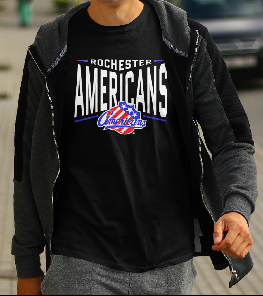 Rochester Americans Team Logo Stars Stripes NHL AHL T-Shirt
