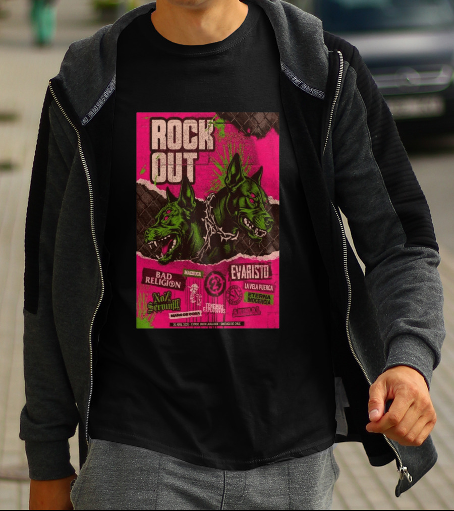 Rock Out Bad Religion Evaristo Santiago Chile April 25 2026 Serigrafía T-Shirt