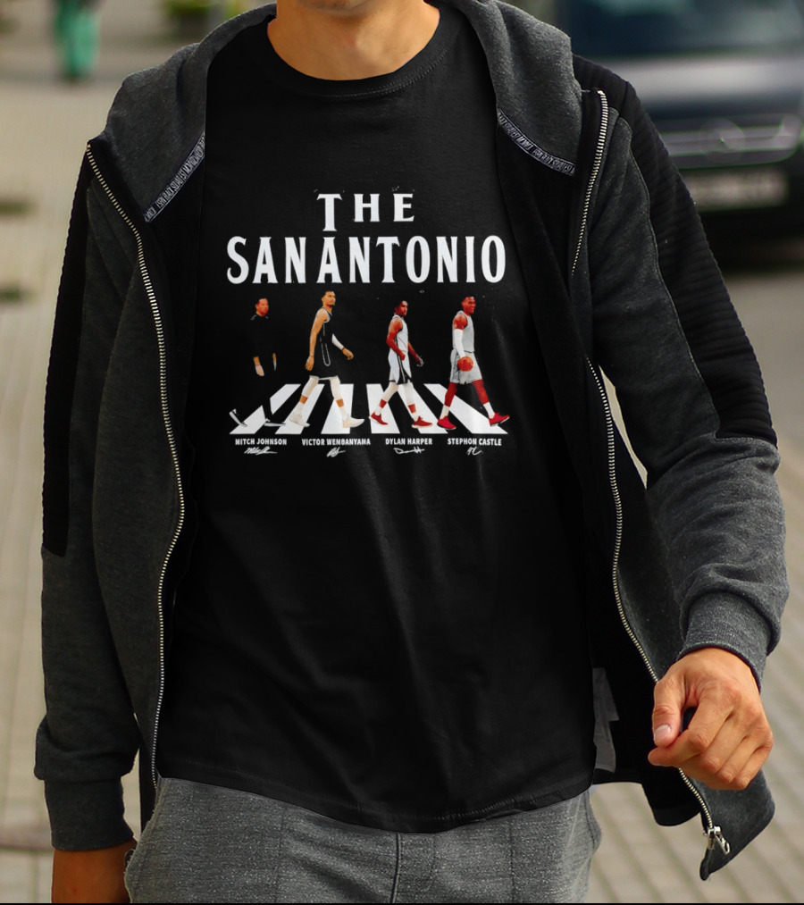 The San Antonio Mitch Johnson Victor Wembanyama Dylan Harper Stephon Castle Abbey Road T-Shirt