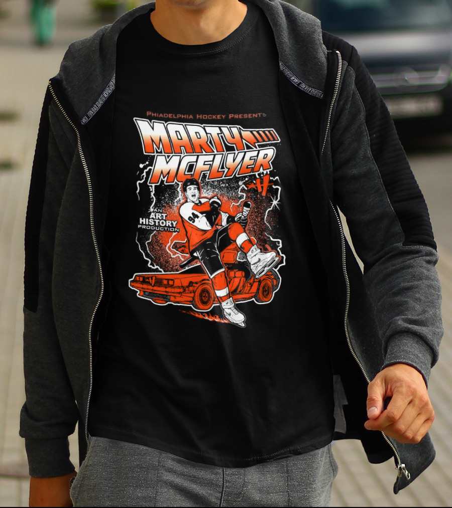 <strong>Philadelphia Flyers Marty McFlyer NHL Back To The Future Parody</strong> T-Shirt