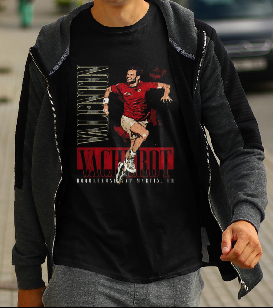 Valentin Vacherot Vertical Name Jumping Athlete Red T-Shirt