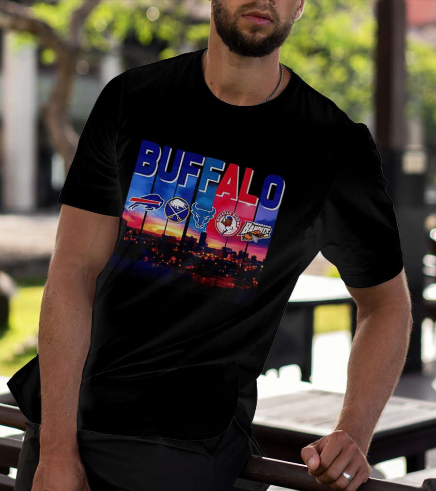 Buffalo Bills Sabres Bandits Bridles City Skyline Sports Teams T-Shirt