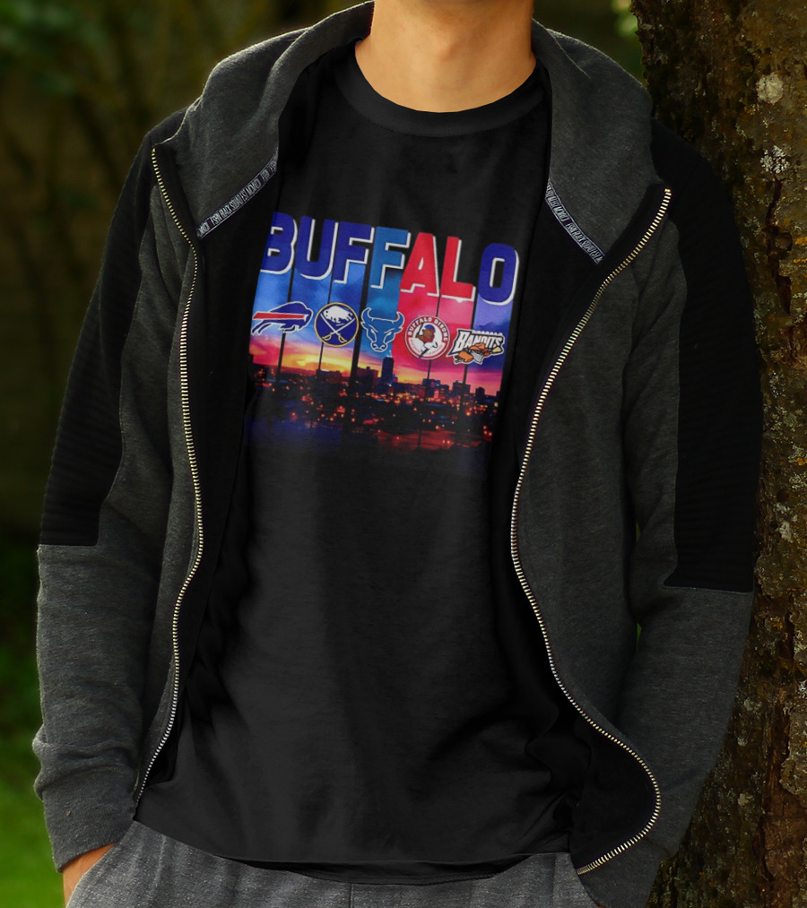 Buffalo Bills Sabres Bandits Bridles City Skyline Sports Teams T-Shirt