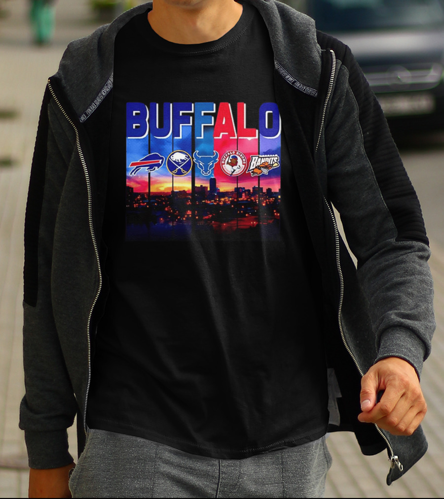 Buffalo Bills Sabres Bandits Bridles City Skyline Sports Teams T-Shirt