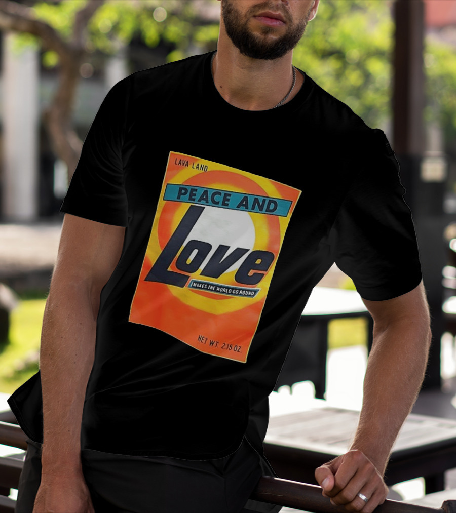 Peace And Love Makes The World Go Round Lava Land Retro Style 2.15 Oz T-Shirt