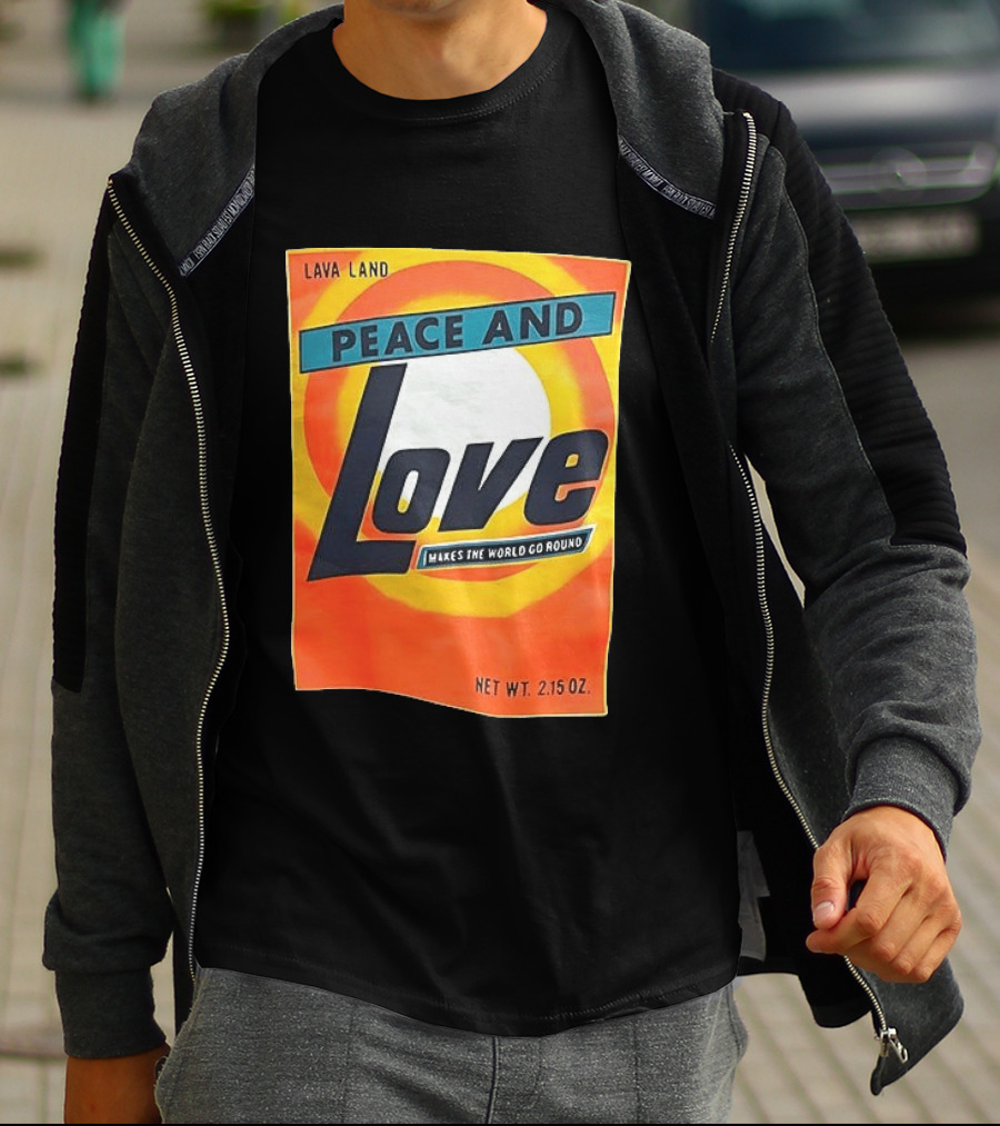 Peace And Love Makes The World Go Round Lava Land Retro Style 2.15 Oz T-Shirt