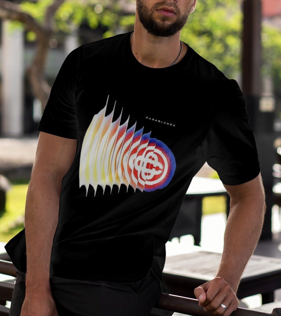 Casablanca Shockwave Optical Illusion Pattern With Red Blue Yellow Layers T-Shirt