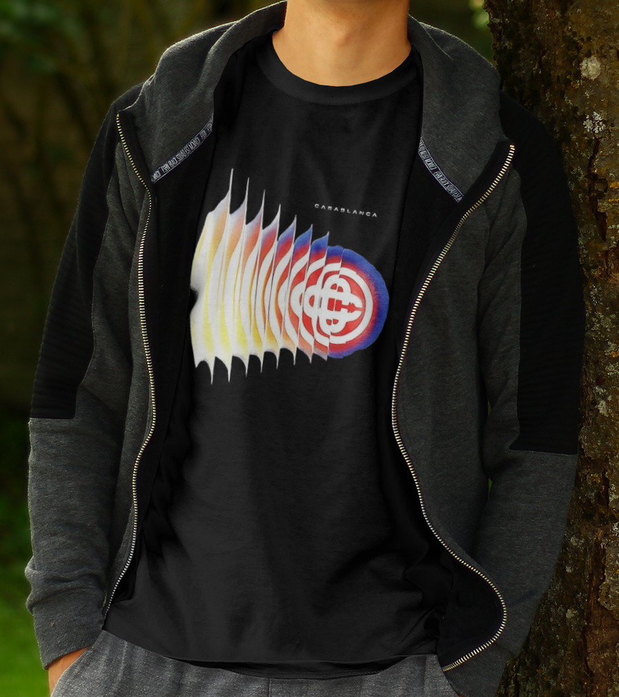 Casablanca Shockwave Optical Illusion Pattern With Red Blue Yellow Layers T-Shirt
