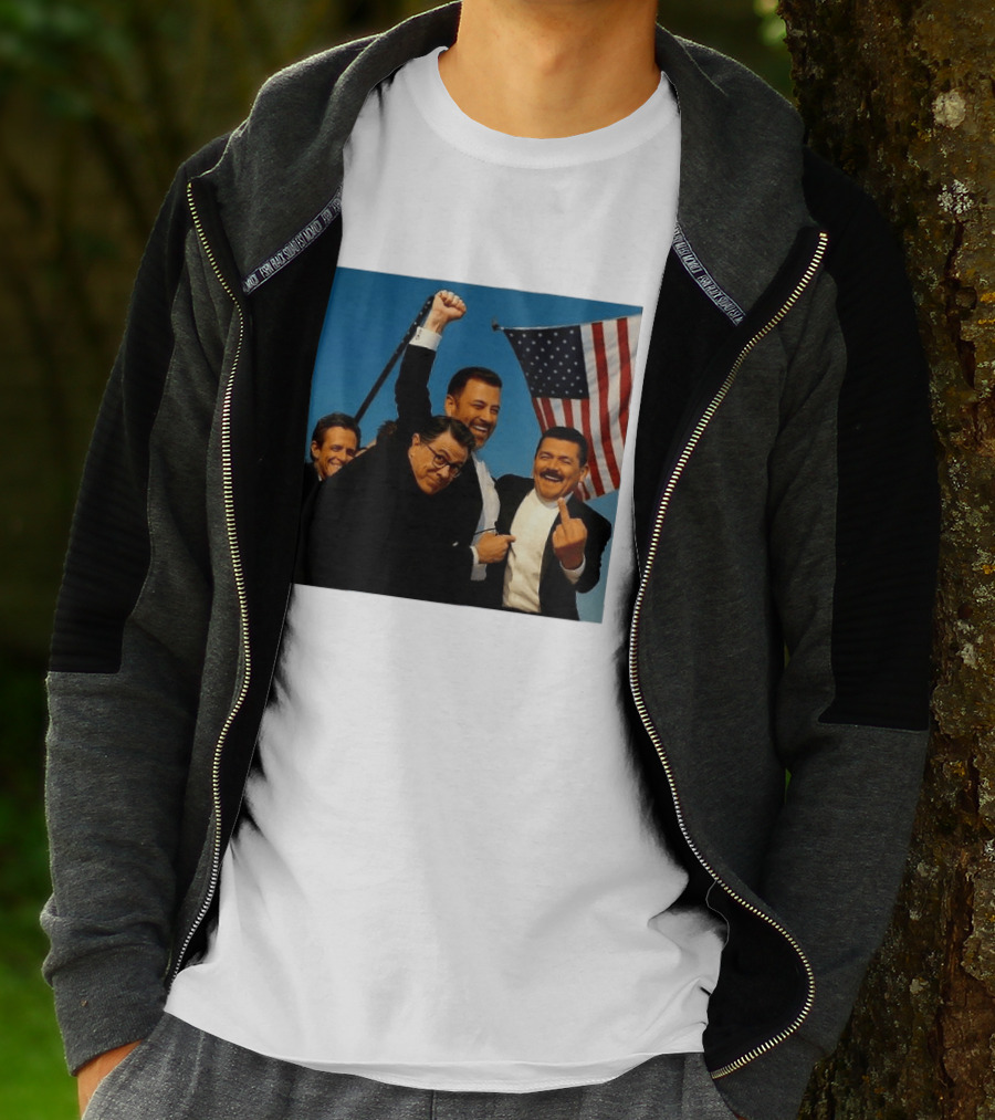 Jimmy Kimmel Stephen Colbert Seth Meyers American Flag Comedy Showdown T-Shirt