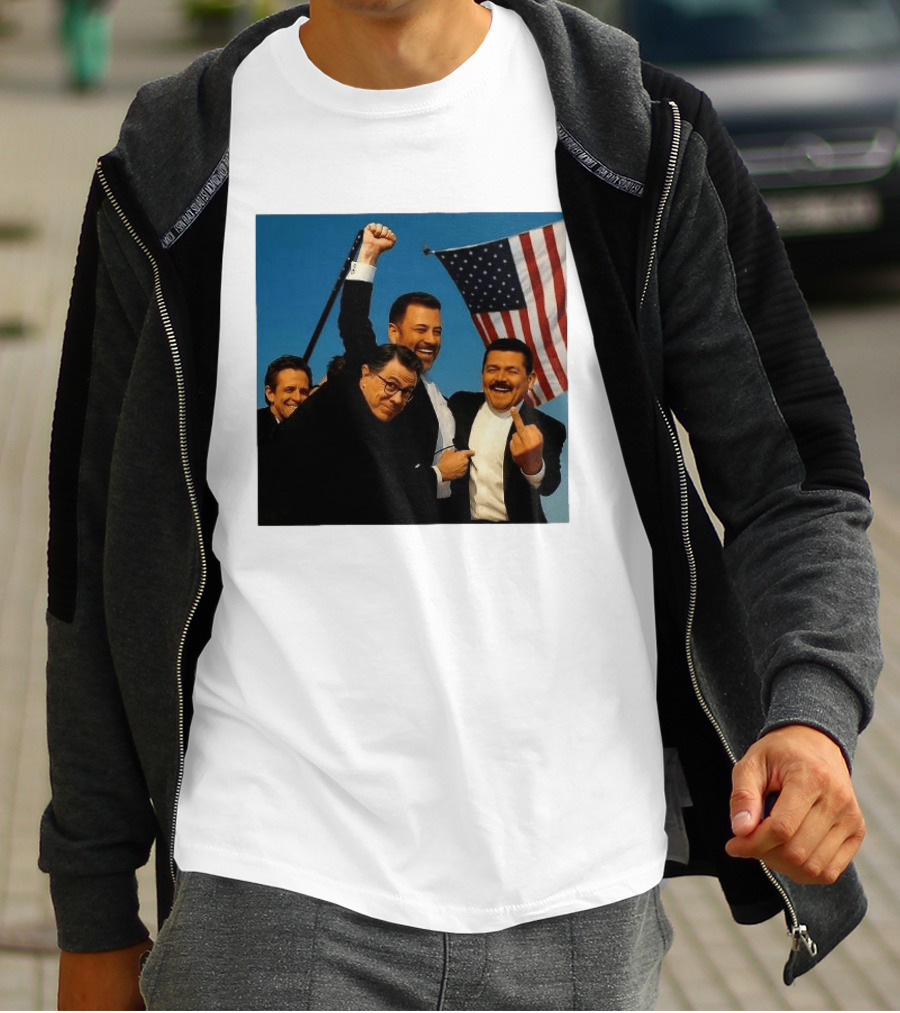 Jimmy Kimmel Stephen Colbert Seth Meyers American Flag Comedy Showdown T-Shirt