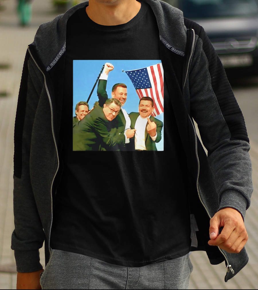 Jimmy Kimmel Meme American Flag Satire T-Shirt