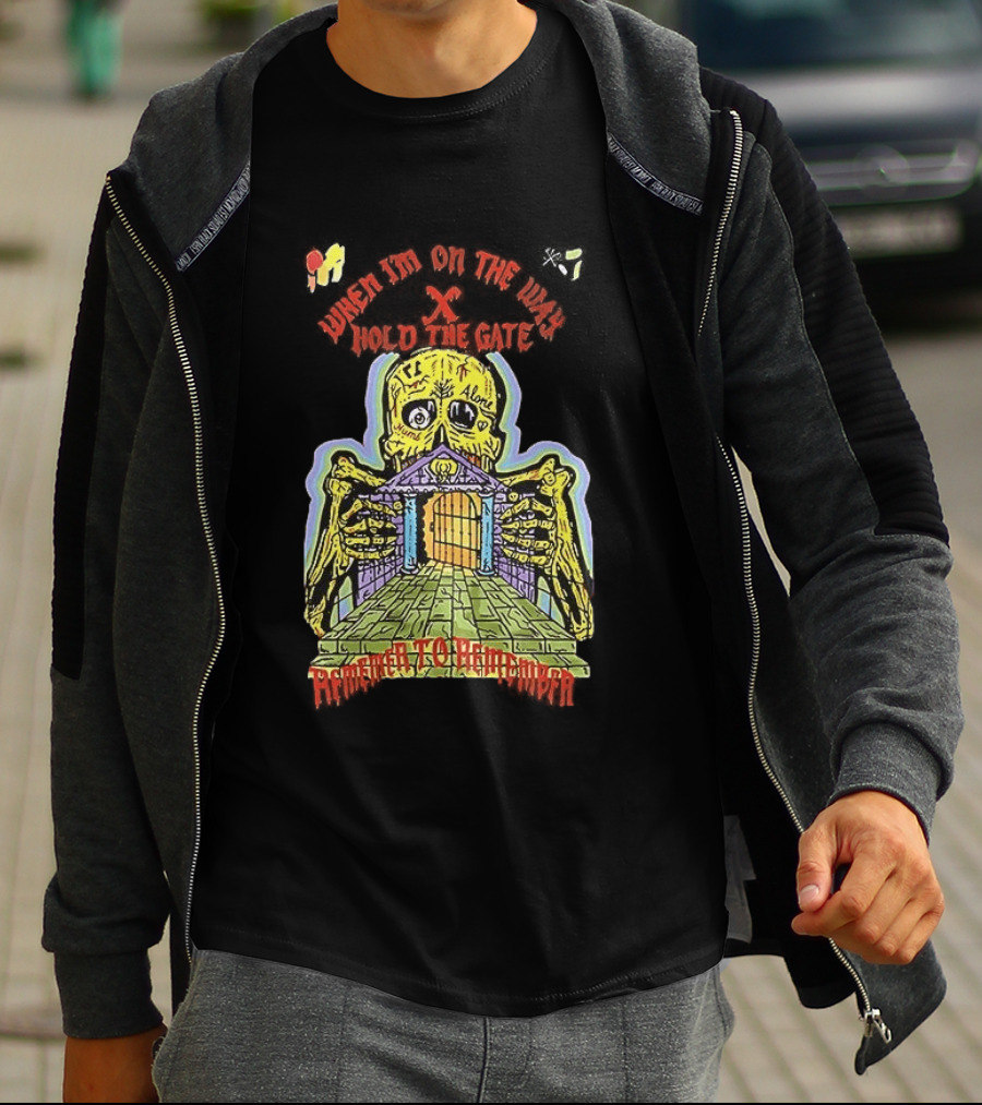 Kanye West When I'm On The Way Hold The Gate Skeleton At Doorway November To Remember T-Shirt