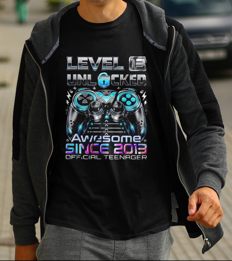 Level 13 Unlocked Awesome Since 2013 Official Teenager T-Shirt