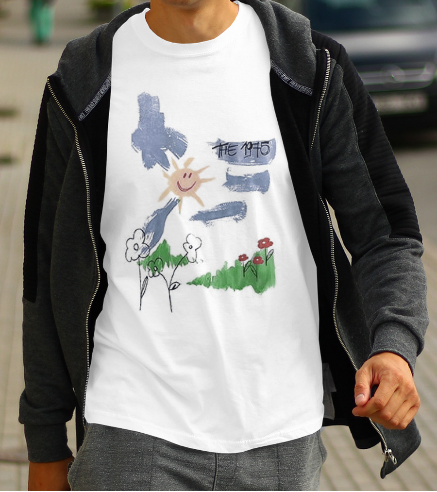 The 1975 Doodle Happy Sun And Flowers T-Shirt
