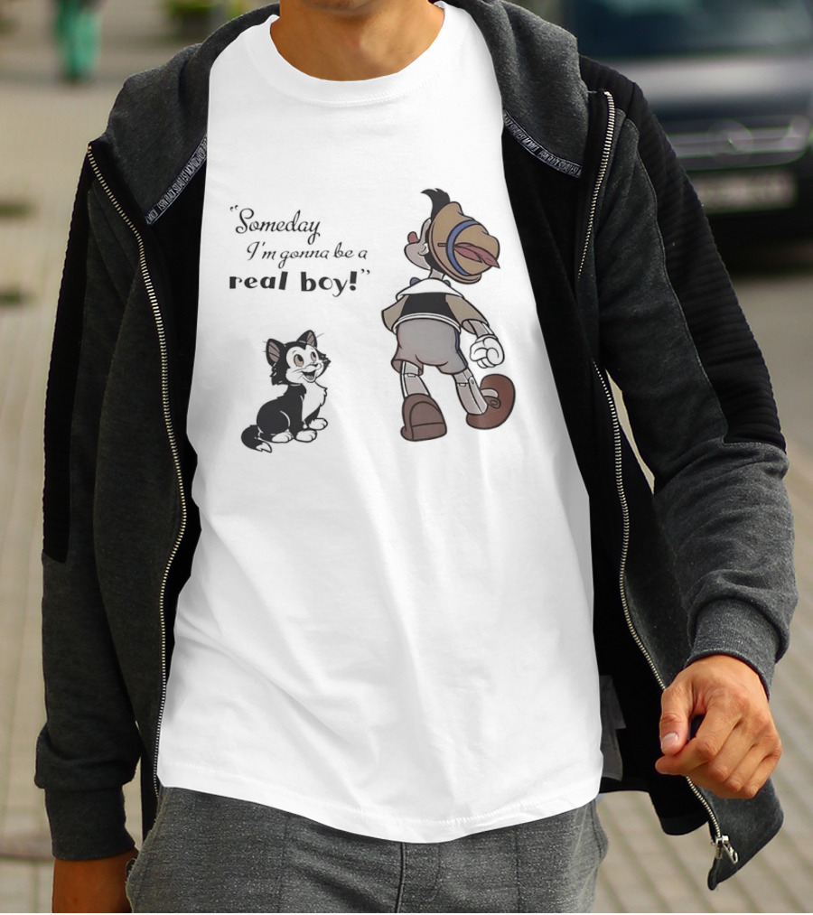 Someday I'm Gonna Be A Real Boy Pinocchio And Figaro Disney T-Shirt