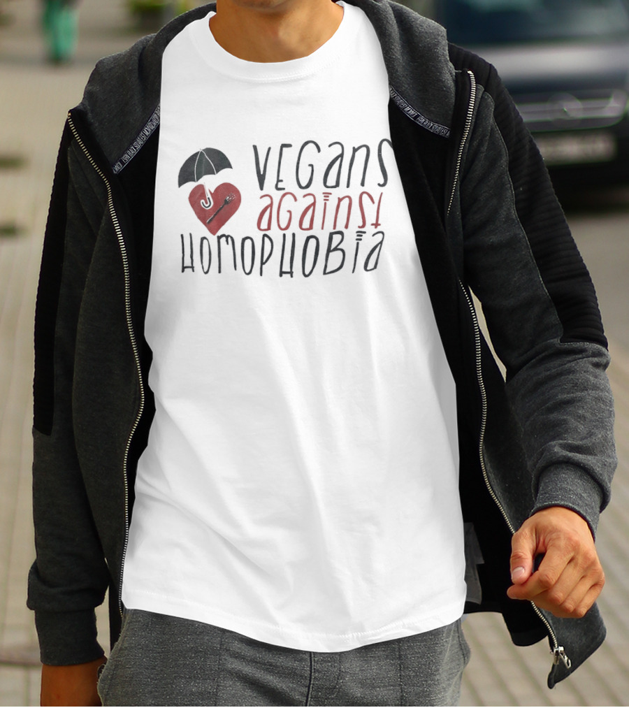 Vegans Against Homophobia Heart Umbrella Fork Spoon T-Shirt