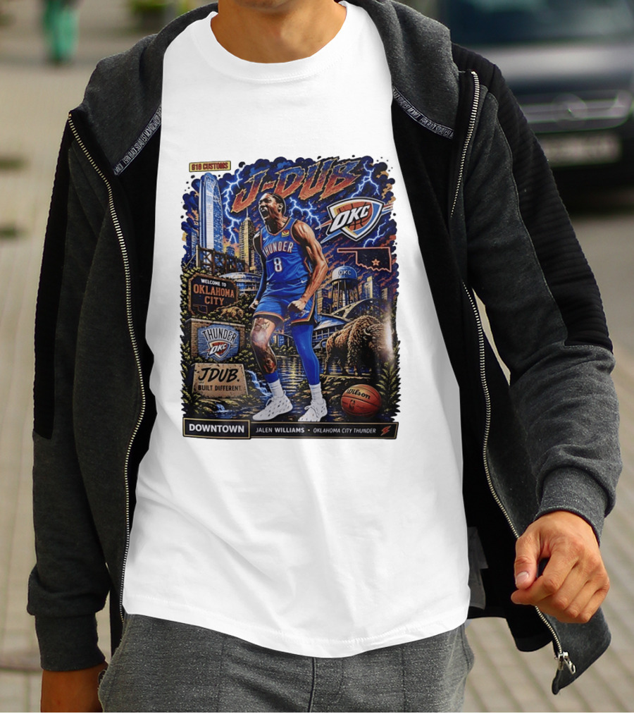 J Dub Oklahoma City Thunder Jalen Williams Downtown Comic OKC Basketball T-Shirt