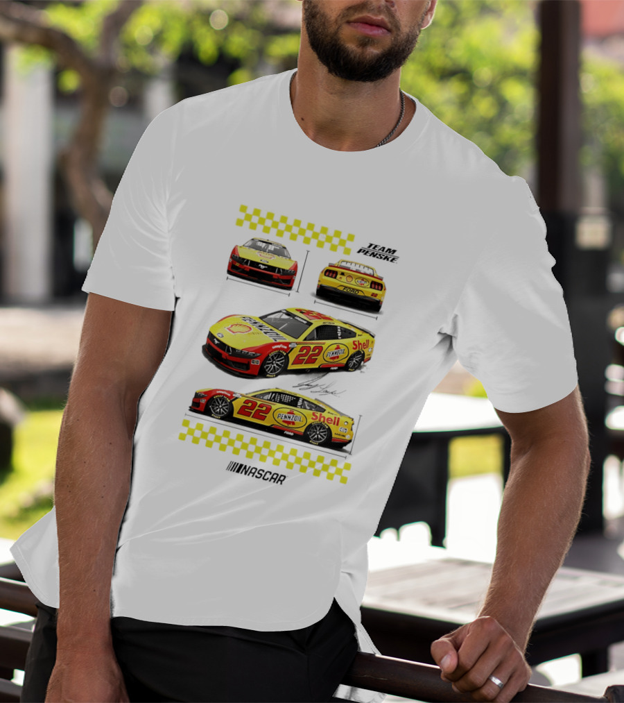 Joey Logano Pennzoil Shell 22 Ford Mustang NASCAR Team Penske Racing T-Shirt