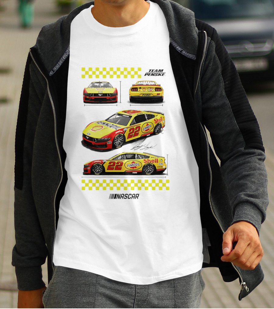 Joey Logano Pennzoil Shell 22 Ford Mustang NASCAR Team Penske Racing T-Shirt